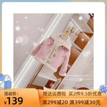 Girls coat winter clothes 2022 winter new childrens foreign style plus velvet short tops for little girls to keep warm childrens clothing tide