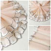 19cm wide meat pink mesh embroidery lace Hanfu cheongsam doll skirt headscarf pet scarf accessories