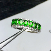 New listing hot hot sale 925 silver plated platinum inlaid 3*4 diopside live mouth ring atmosphere