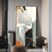 Hand-painted oil painting porch aisle corridor hanging painting stone to run modern simple abstract light luxury art living room hanging painting