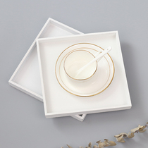 zakka Creative home woody desktop Cosmetic Storage Box Multifunction White Square Tea Set Tray Trays