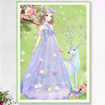 5d diamond painting full diamond cross stitch year 2021 new living room elk girl child cartoon princess point sticker diamond embroidery