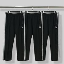 Needles black and white side stripe butterfly pants high street trend loose straight casual trousers men and women fog pants tide