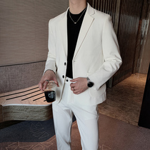 Leisure English style two buckles suit suit trend Korean handsome small suit mens small single coat coat
