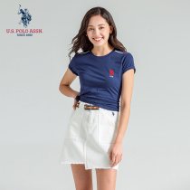 U S POLO ASSN summer new women short sleeve slim fashion embroidery Joker round neck thin T-shirt female