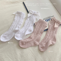 Salty Egg Shrimps Rice Girl Butterfly Knot Hollowed-out Short Socks Baby Spring Summer Children Princess Comfort Breathable Midcylinder Socks