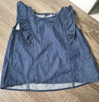 Day Shan Original single child clothing Baby Girl Cowboy Blue Summer Short Sleeve Flying Sleeve T-shirt dolls 100 hitch