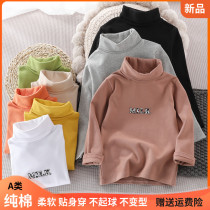 Childrens high neck base shirt 2021 new winter boys cotton long sleeve girl top baby autumn clothes
