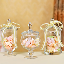 European glass candy jar transparent storage jar sugar jar creative wedding dessert table soft home ornaments