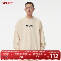 (WUT official store) texture aesthetics series basic logo beige sweater cotton 450g plus velvet Xinjiang Cotton
