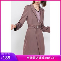 Lily2020 spring new womens fake two-piece waist stitching lace long-sleeved suit collar dress 7934QA