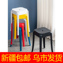 Xinjiang Nets Red Stool Plastic Stools Thicken Home Nordic Chairs Square Bench Short Stool Creative Stylish Bench Dining Stool