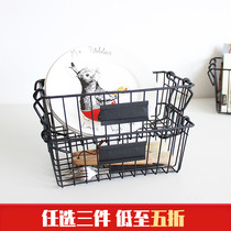 Nordic non-perforated Wrought iron storage basket Wall shelf Kitchen bathroom bathroom cabinet storage basket Wall basket