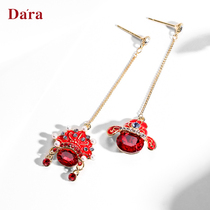 925 Silver Needle Chinese Style Peking Opera Facebook Bride Toasting Earrings 2021 New Tide Red Earrings