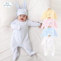 Ambe baby out clothing winter foot jumpsuit Autumn and winter warm padded jacket Newborn baby pajamas boneless