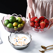 Net red transparent glass bowl plate modern home living room fruit plate salad bowl Nordic creative dessert bowl fruit bowl