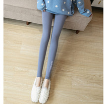 Punching pants female in autumn and winter wear nine points plus thick weight mm large high waist and thin black tight warm pants