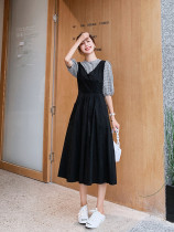 Hong Kong wind strap skirt suit womens summer 2020 new retro chic foreign style thin age reduction two-piece skirt