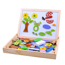 Muyuzi magnetic jigsaw puzzle wooden three-dimensional puzzle double-sided plus drawing board function childrens puzzle building block play