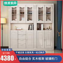 Solid wood bookcase 2356 door free combination study modern Chinese furniture simple space saving office corner bookcase