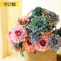 (Mountain tree) simulation 10 heads of purple thousand Red simulation flower silk flower art floral decorative ornaments European style