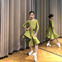 Latin Dance Competition Suit Women Children Professional Regulations Long Sleeves High-end New Summer Exam Grade Upscale Fabrics Peach Hearts