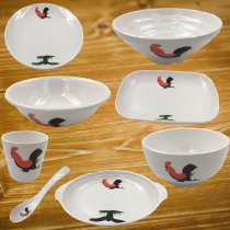 Imitation porcelain plastic melamine rooster bowl Abalone rice noodle plate Large noodle bowl soup powder bowl Weiqian ramen bowl Beef noodle bowl New