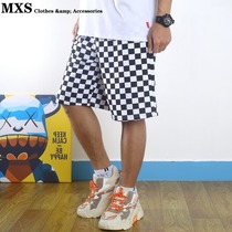 Day Ensemble Original Juku Hiphop Hip Hop Street Street Dance Board Black And White Plaid Casual Sports 50% Pants Male And Female Shorts