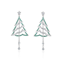 HeyJewel LIANDUO Love flower Christmas series crystal diamond Christmas tree earrings gift spot