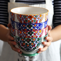 Hand-painted ceramic instant noodle bowl rice bowl underglaze Wheat Bowl Breakfast Bowl Snack Bowl Snack Bowl creative home salad bowl