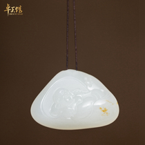 (Zhuo Yu Museum)Big belly Maitreya Xinjiang Hetian jade seed material first-class white single seed pendant pendant Li Zhuo Yu carving