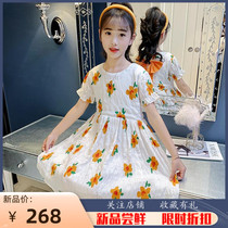 South Korean girls summer dress 2022 new princess dress child foreign air skirt CUHK child closets waist crudgel dress