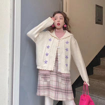 Little Wildchien 2022 Autumn Winter Clothing Short Reworked Sweater Coat Jacket Retro Embroidery Day Ensemble Gentle Wind Knit Cardiovert