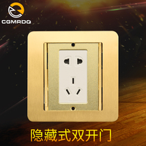 Ground socket All copper waterproof hidden ultra-thin double door ground socket Ground floor socket Multi-function power ground socket