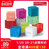 infantino American Infantino childrens soft building blocks digital embossed environmental protection plastic pinch toy