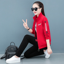 Casual Sports Suit Women 2022 Spring New Fashion Cardioverwear Short Sleeve Running Suit Long Pants Three Sets