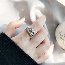  Hip-hop goodluck ring female net red wide version index finger ring tide bundy ins retro cold wind ring