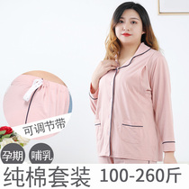 Large Code Pregnant Woman Postpartum Breastfeeding Long Sleeves Long Pants Moon Subsuit Sleeping Clothing Home Pure Cotton Spring Summer Two Sets Of Foreign Air Women