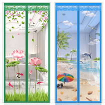 Door curtain home rural mosquito gauze window mesh door self-adhesive magnet full magnetic strip summer 2021 new ventilation