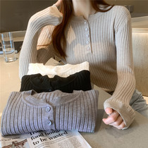 Undershirt female autumn winter long sleeves Knitted Cardiovert 2022 New swarm foreign air 100 hitchy blouse for women