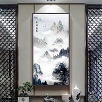 Good etiquette porch decorative painting new Chinese landscape Zen vertical wall mural corridor aisle ink hanging painting
