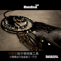 Creative black send boy version with lamp moon shape indoor hanging ornament catch dream net diy material package finished