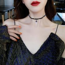 Black dark dark choker simple short necklace collar collar necktie female 2021 new simple temperament