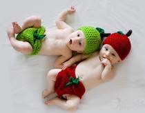 Children Photography Clothing Photo Clothes Newborn Twins Baby 100 Days Full Moon Photographic Wool props Apple