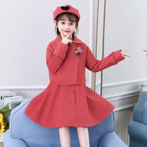 Girl dress autumn and winter fashionable foreign style Korean Net red suit 2021 New Autumn Autumn dress childrens skirt tide