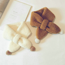 Baby scarf autumn and winter boys and girls Korean lamb cashmere thickened warm Children Baby cross small scarf