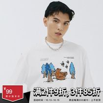 SAMESAME21SS psychedelic bear graffiti casual half-sleeve T-shirt cotton wild American hip hop Half sleeve men and women