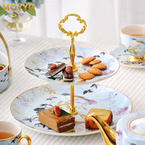 moyyo high-end bone porcelain European style multilayer fruit tray dessert table guest hall double refreshments pan for afternoon tea refreshment rack