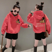 Spring and Autumn Hooded Sweatshirt Womens Loose Korean 2021 New European Station Fashion Patch Letter Splice Long Sleeve Jacket