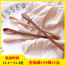 Wooden spoon short handle small mouth stirring spoon Mini small round handle small wooden spoon thin handle coffee small wooden spoon